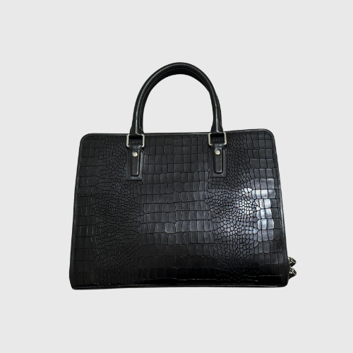 Lucentini Crocodile-Embossed Leather Briefcase