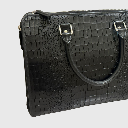 Lucentini Crocodile-Embossed Leather Briefcase
